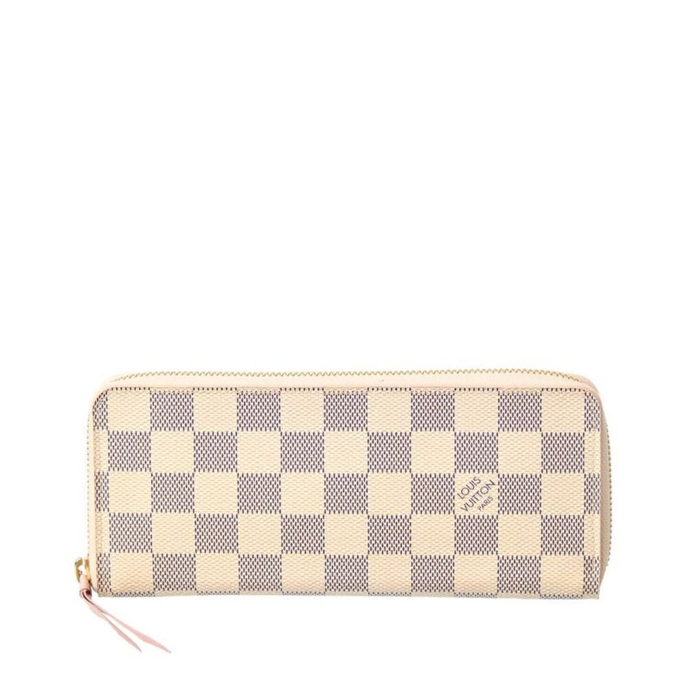 Louis Vuitton White Damier Azur Coated Canvas Clemence Wallet (Authentic
